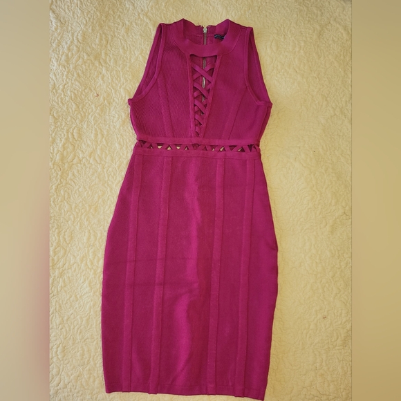 Guess Mirage Cutout Lace-up Red Sleeveless Dress